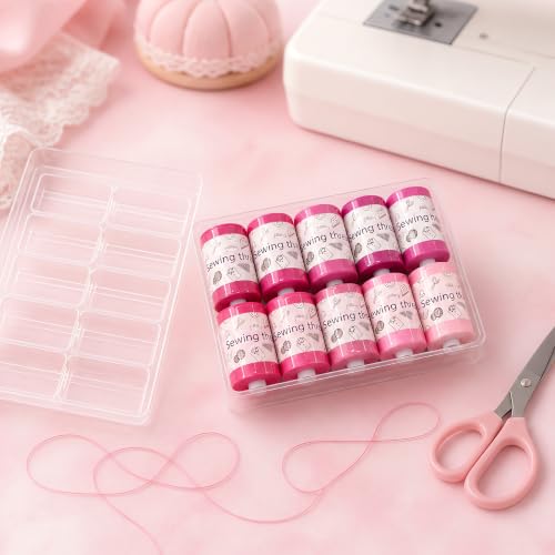 Sewing Thread 10 Color Sewing Industrial Purpose 1000 Yards Per Spool 40S/2 Polyester for DIY Sewing Machine,Embroidery Machine,Hand Sewing (Rose Red) - color: Rose Red