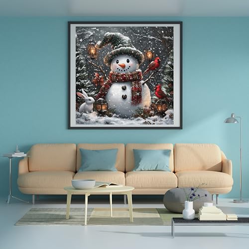Moohue Needlepoint Kits 14ct Counted Cross Stitch Kits for Adults Printed Stamped Cross Stitch Patterns Kits Snowman Birds Rabbits Cross Stitch Supplies (Snowman Birds Rabbits) - color: Snowman Birds Rabbits