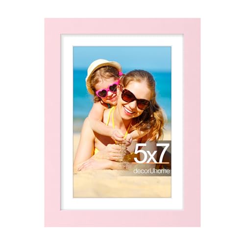 decorUhome 5x7 Picture Frame Fits 4x6 Photos with Mat, Pink - color: Pink, size: 5x7