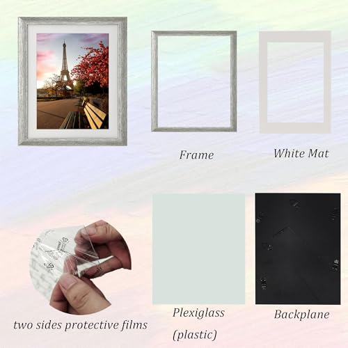 10x12 Photo Frame Gallery Picture frame with 8x10 mat,Freestanding and Wall Mountable,Silver - color: Silver, size: 10x12