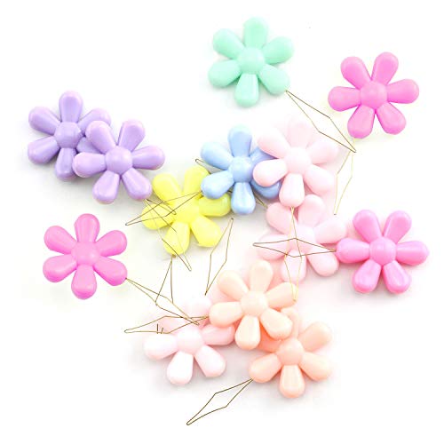 Needle Threaders 10PCS Assorted Colors Plastic Flower Head Wire Loop Needle Threaders for Hand Stitching