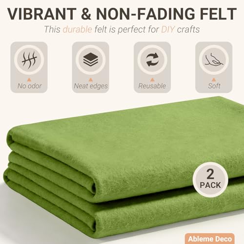 Moss Green Felt Fabric Sheets 18" x 18" (2 Pack) 1.6mm Soft Craft Felt - color: Moss Green