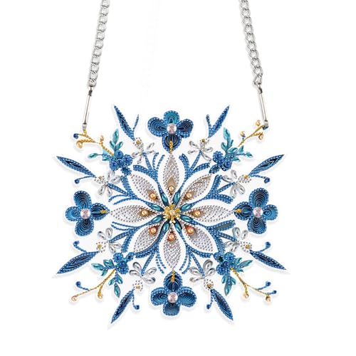JISHSHAY Diamond Painting Pendant Flower Diamond Art Hanging Ornament Flower Gem Art Window Hanging Gem Painting Wind Chimes Mosaic Kits for Adults Windchimes Embroidery Suncatchers Sun Catchers - color: Flower 1