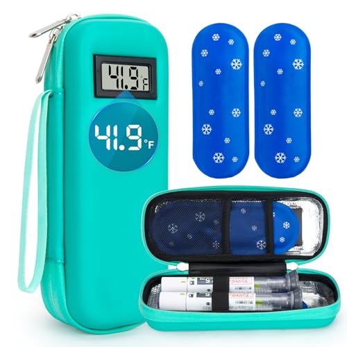 Cooler Travel Case Compatible with Zepbound or Mounjaro Pens, Real-Time Temperature Display Portable Medicine Travel Bag, TSA Approved Reusable Ice Pack, Insulin Organizer for Daily Use (Green) - color: H2 Green