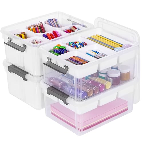 Citylife 17QT 4Packs Clear Craft Organizers and Storage Bins with Lids - size: 17 Qt- 4 Pack- W