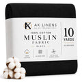 AK TRADING CO. Muslin Fabric/Textile - Draping Fabric - Black 10 Yards Medium Weight - 100% Cotton (60in. Wide) - color: Black, size: 10 Yards