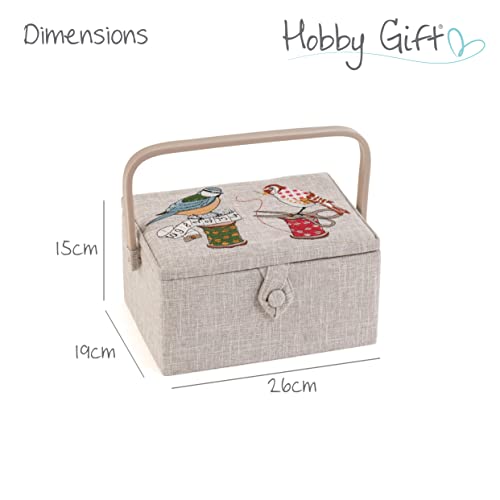 Hobby Gift Medium Sewing Box Organiser - color: Birds on Bobbin
