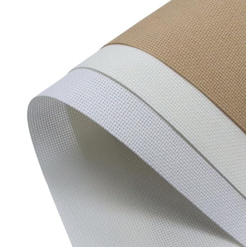 KCS 3 pc of 15" x 18"(38cmx45cm) 18 Count Cross Stitch Cotton Aida Cloth Needlework Rolled Fabric Box,18CT,White+Antique White+Khaki - color: White+antique White+khaki, size: 18CT