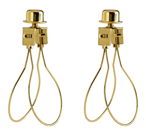 Creative Hobbies® Lamp Shade Light Bulb Clip Adapter Clip on with Shade Attaching Finial Top, Gold Color | 2 Pack - color: Gold