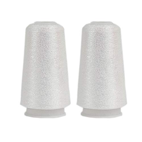 Truevalue 2 Balls Accessory Lurex Yarn, Shining Glitter Metallic Knitting-in Yarn, Sparkle Thread for Knitting and Crochet Sweater Shawl 5000 Yards (White Glitter) - color: White Glitter