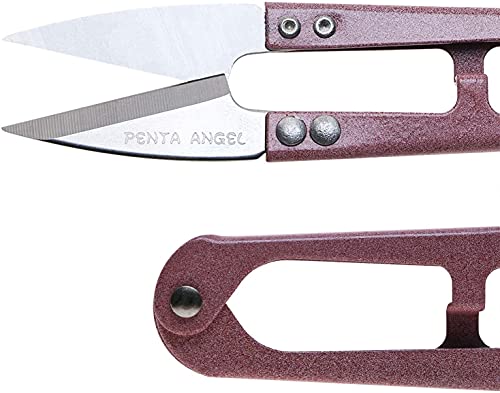 2Pcs Multicolor Mini Sewing Scissors Clipper 2Pcs Leather Scissors Sheath Cover Small Embroidery Thread Thrum Yarn Trimming Nipper U-Shaded Craft Cross Stitch Scissor(Pink/Gold) - color: Pink/Gold