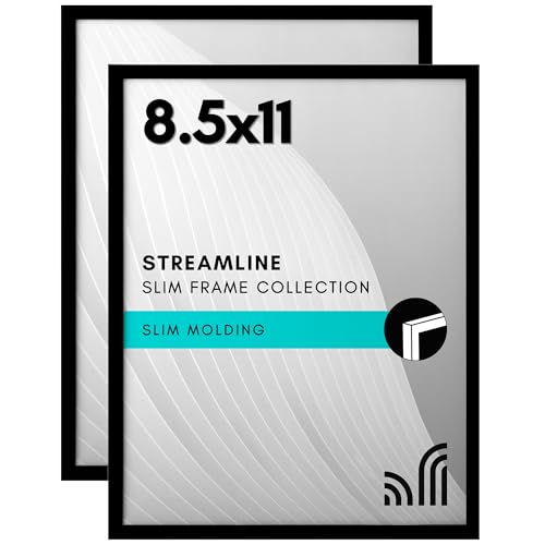 Americanflat 8.5x11 Picture Frame 2-Pack - Slim Molding - Black - size: 8.5x11