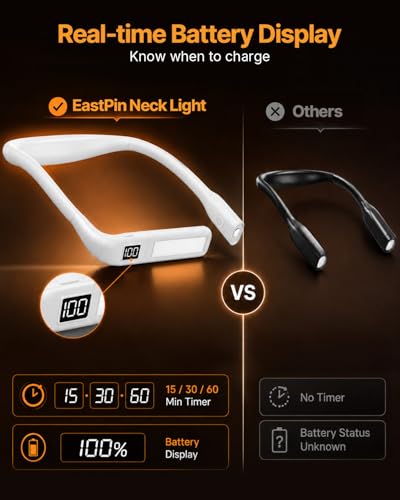 Reading Light with Storage Case, Rechargeable Neck Book Light - color: White + Black Storage Case