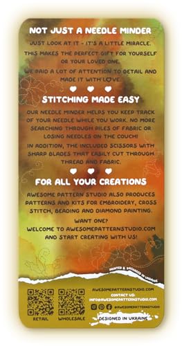 Awesome Pattern Studio Needle Minder Set - Pumpkin Magnetic Needle Minder + 2 Needle Threaders + Crane Scissors. Enamel Pin for Cross Stitch, Embroidery and Craft - size: Pumpkin Set #2