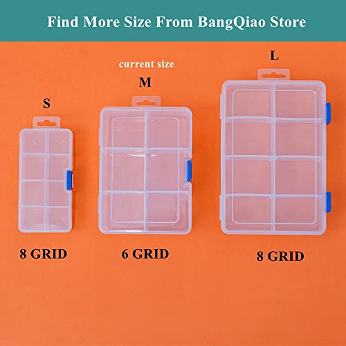 3 Pack Plastic Removable Divider Box and Storage Case for Small Parts, Hardware and Craft, 6 Grids, Clear - size: 6 Grids