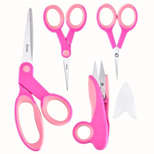 Zicolu Premium Sewing Scissors Bundle: Heavy Duty Fabric, Detail Embroidery & Small Selvedge Scissors, Thread Snips for Tailoring, Dressmaking, Quilting & Arts&Crafts - size: 8.1"/5.1"/5"/4"