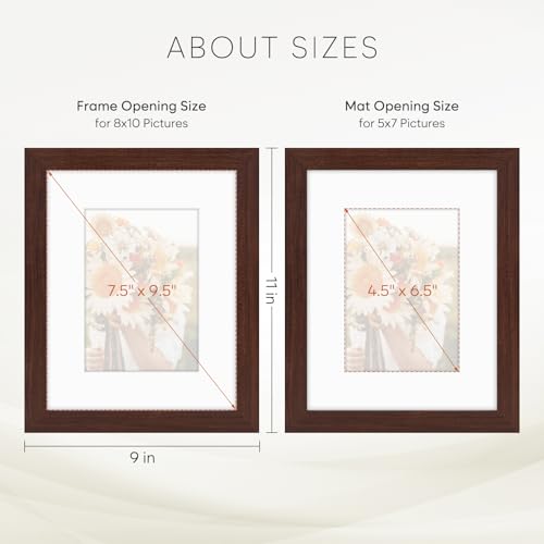 Golden State Art 8x10 Brown Picture Frame Mat for 5x7 Real Glass - color: Walnut, size: 8x10