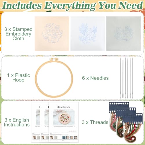 Mindsoft 3 Set Needlepoint Kit for Beginners with Hoop,Garden Mouse - style: Garden Mouse