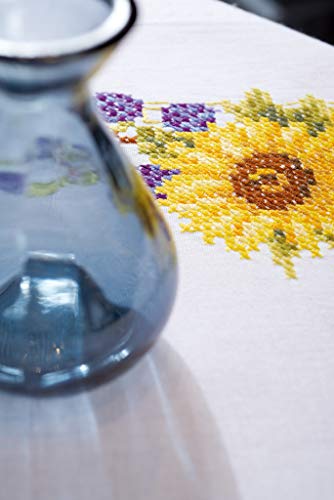 Vervaco Cross Stitch Tablecloth Kit Sunflowers 32" x 32" - size: 32" x 32"