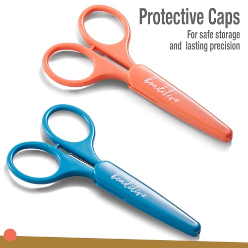 Beaditive High Precision Detail Scissors Set (2-Pc) Sharp, Fine Tips | Paper Cutting, Scrapbooking, Sewing, Crafting | Stainless Steel | Protective Cover (Mid Century) - color: Mid Century