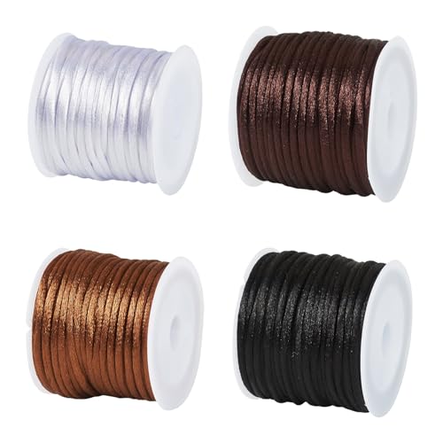 Elecrelive 40 Yards 2mm Nylon Satin Rattail Cords Silk Beading Threads - color: Black Brown