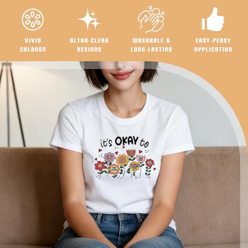 Dazoratix DTF Transfers Ready to Press - 20 Sheets Floral Inspirational Iron on Patches Flowers Kindness Positive Heat Stickers Vinyl Decals for T Shirts Clothes Bag Hat Pillow DIY Crafts Decorations - style: Floral Inspirational