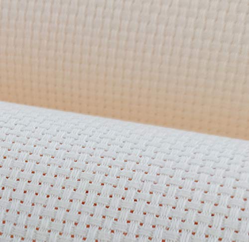 19" x 28" 11CT Counted Cotton Aida Cloth Cross Stitch Fabric (Cream) - color: Cream