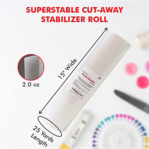 Superpunch Cutaway Embroidery Stabilizer, 2.0 oz, White, 15 in x 25 yd - size: 15" x 25 yards roll
