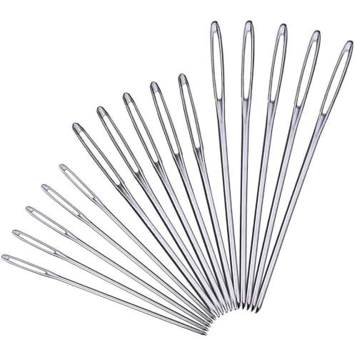YKLbpd Large Eye Blunt Needles,15 Pieces Stainless Steel darning Needles for Yarn，Yarn Knitting Needles, Knitting and Crochet Supplies