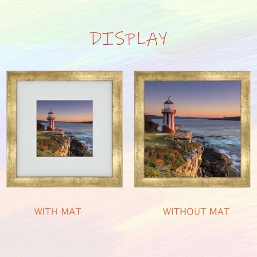 10x10 Photo Frame Gallery Picture frame with 6x6 mat,Freestanding and Wall Mountable,Gold - color: Gold, size: 10x10
