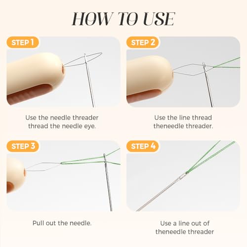 Runsgo The Set Includes 1* 3 In 1 Automatic Needle Threaders Seam Ripper With Needle Storage And 2 Needles,1* 2 In 1 Needle Threaders Seam Ripper,18*Needles (67Mm*3, 60Mm*3, 50Mm*3, 46Mm*9) (Yellow)
