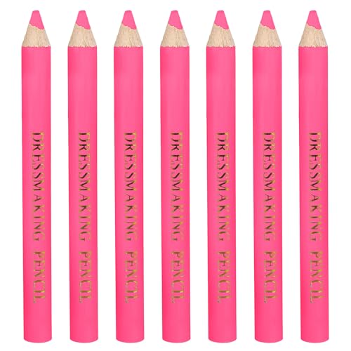 7pcs Fabric Markers for Sewing, Water Soluble Sewing Fabric Pencils with Tip Caps Tailors Chalk Tracing Supplies for Quilting Tailoring Embroidery Dressmakers DIY Crafts (Pink)