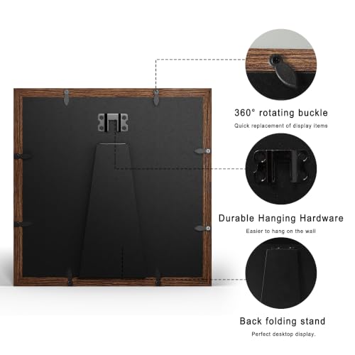 8x8 Shadow Box Picture Frame Display Case with Soft Linen Back, Brown Wooden Memory Shadow Box Frame with Tempered Glass Cover for Wall or Tabletop Display - color: Brown, size: 8x8