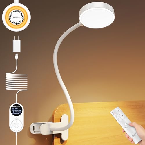 Glocusent 72 LED Desk Lamp for Dorm,Amber Night Light with Remote Control - color: White with Remote