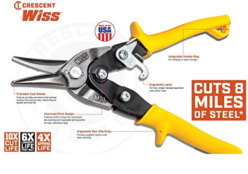 Crescent Wiss 9-3/4" MetalMaster Compound Action Straight and Left Aviation Snips - M1R (Pack of 2) - size: 1 Count (Pack of 2)