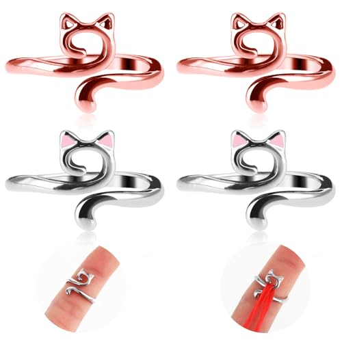 YUXIANLB Knitting Crochet Loop Ring for Fingers Metal Open Yarn Guide Crochet Rings Adjustable Braided Faster Knitting Thimbles Holders Accessories (2Rose Gold, 2Silver with Pink) - color: 2Rose Gold, 2Silver with pink
