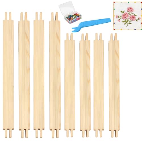 8 Pcs Stretcher Bars for Needlework Canvas Stretcher Bars 2 Different Size Combinations Embroidery Stretcher Bars for Cross Stitch Frame Set with 40 Thumb Tacks and Remover Tool