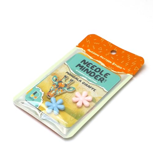 Awesome Pattern Studio Needle Minder Set – Mandala Giraffe Magnetic Needle Minder + 2 Needle Threaders. Enamel Pin for Cross Stitch, Embroidery and Craft - size: Giraffe Set #1