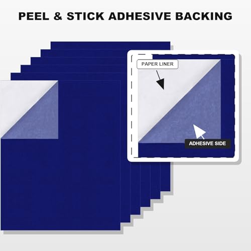 Self Adhesive Felt Sheets, 6PCS 13.4"x10.8" 2mm Thick Blue - color: Blue