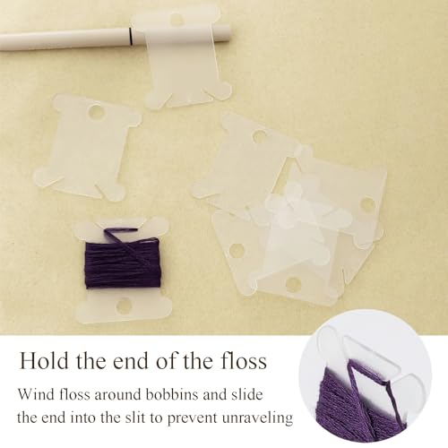 150Pcs Plastic Embroidery Floss Bobbins, Clear Plastic Floss Bobbins Embroidery Floss Cards Embroidery Thread Organizer Cross Stitch Floss Bobbin Plastic Bobbin for Embroidery Floss, SATONBEYI - color: Clear