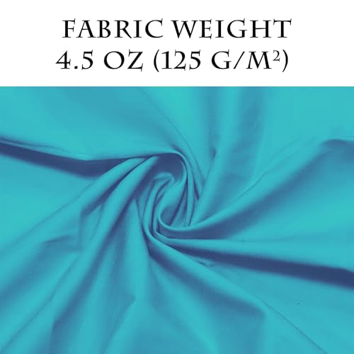 Turquoise Cotton Fabric 3 Yards, 100% Natural Cotton Poplin Fabric by The Yard, 59 Inches Wide Lining Fabric for Sewing Apparel Cloth Hard-Wearing & High-Density Embroidery Quilting, Sewing Material - color: Turquoise, size: 3Y
