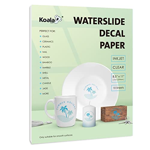 Koala Waterslide Decal Paper Inkjet Clear 10 Sheets 8.5x11 Inch