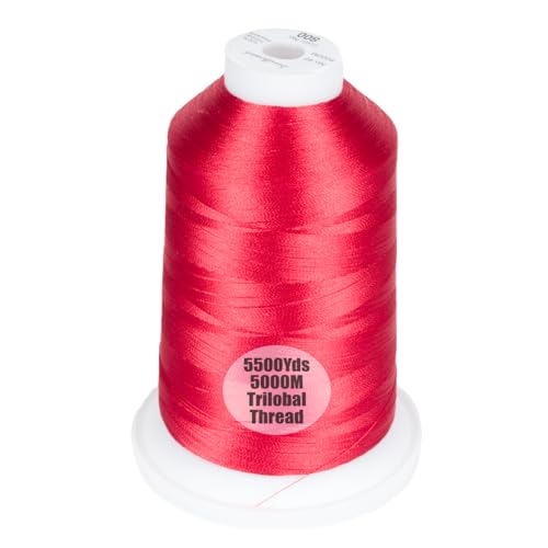 Simthread 5500Yds/5000M 40WT Trilobal Polyester Embroidery Thread Red 800 - color: Red-800