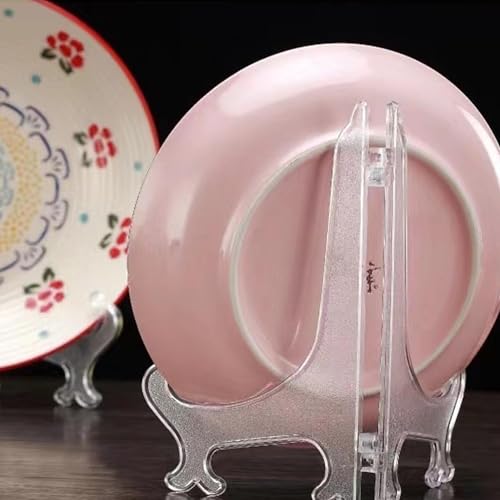 LonlyEagle 6 Pack 8 Inch Clear Plastic Easels or Stand/Plate Holders to Display Pictures or Other Items at Weddings, Plate Stands for Home Decoration, Birthdays, Tables - size: 8 inch