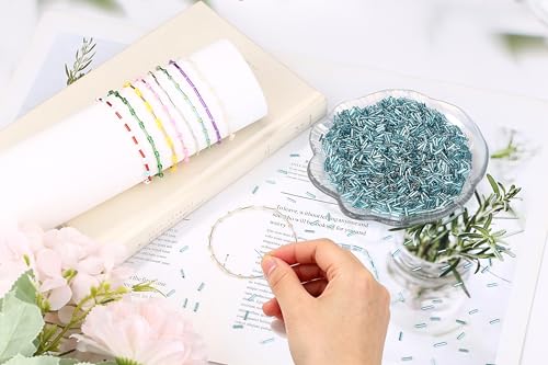3000PC Blue Glass Bugle Beads 6MM Blue Tube Beads - color: blue