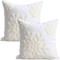 Elife Christmas Pillow Covers, Winter Pillow Covers 18*18 Set of 2 (White) - color: White