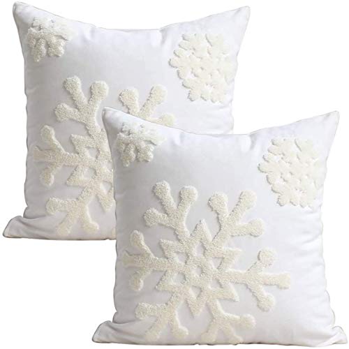 Elife Christmas Pillow Covers, Winter Pillow Covers 18*18 Set of 2 (White) - color: White