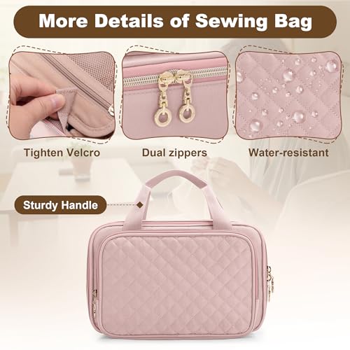 Teamoy Puffer Sewing Organizer Bag, Sewing Supplies Organizer, Pink