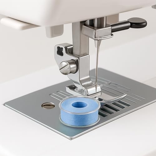 Mandala Crafts Light Blue 15J SA156 Prefilled Bobbin Thread, 144 PCs - color: Light Blue, size: Size A 144 X 142 Yards