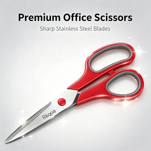 Black 6 Scissors Pack, Rkqoa 8" All Purpose Sharp Scissor for Everyday Use - color: Black 6 Pack
